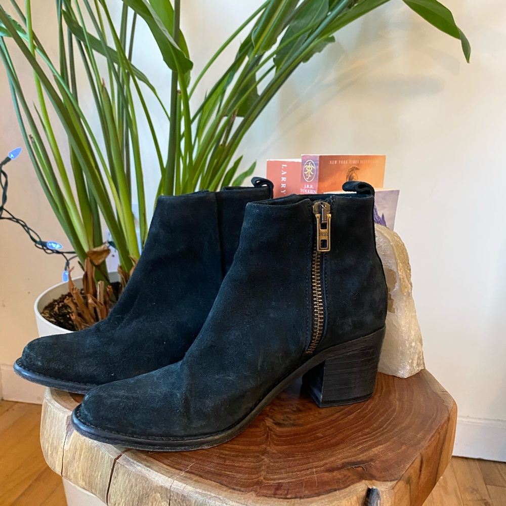 Diesel Black Suede Style Ankle Booties - Size 39 (about US8)